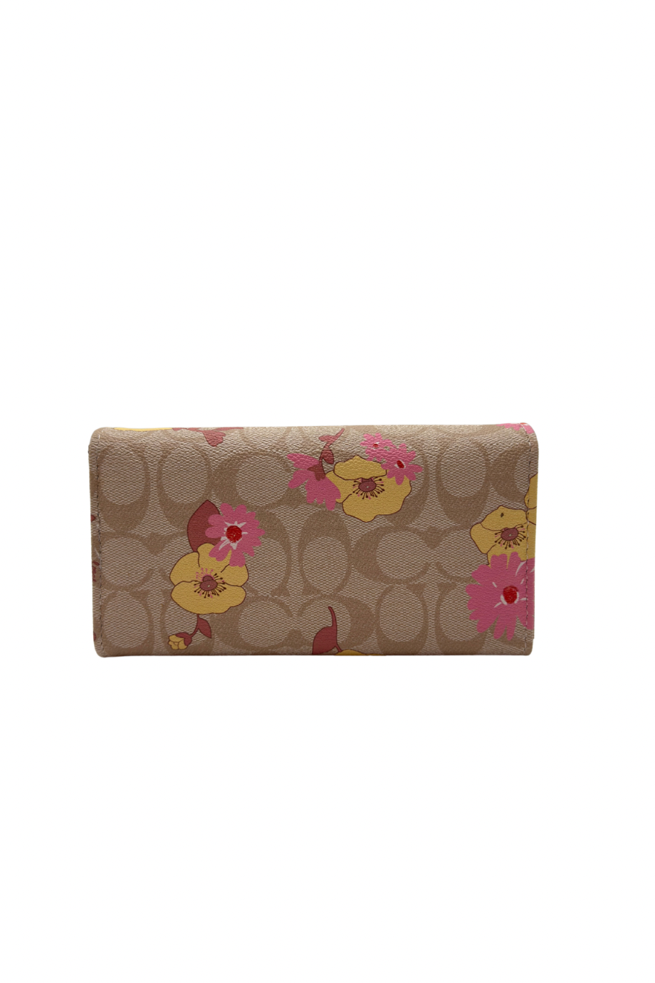 Taupe Beige & Leather Brown Floral wallet 1019 - Image 3