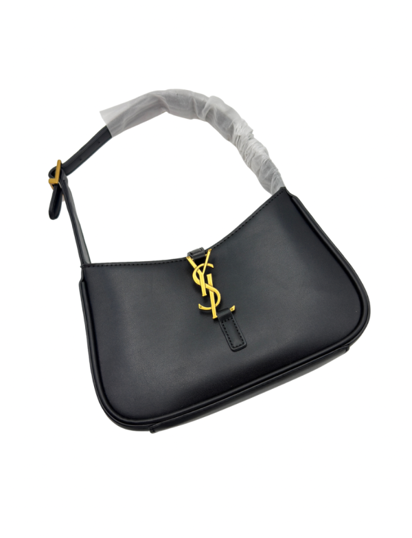 plain leather black pochette bag 1008