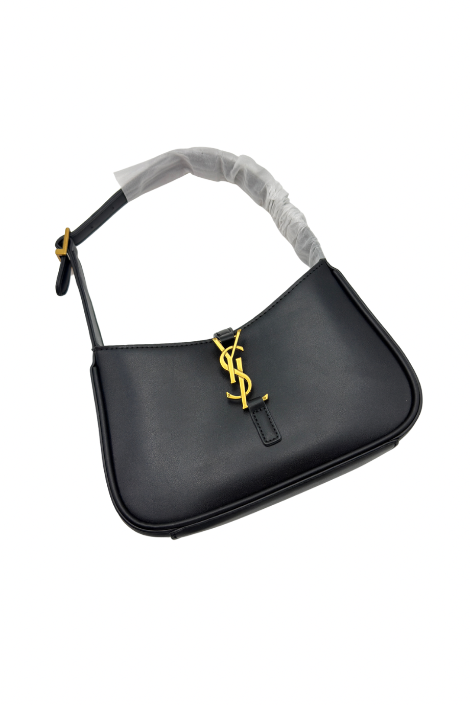 plain leather black pochette bag 1008