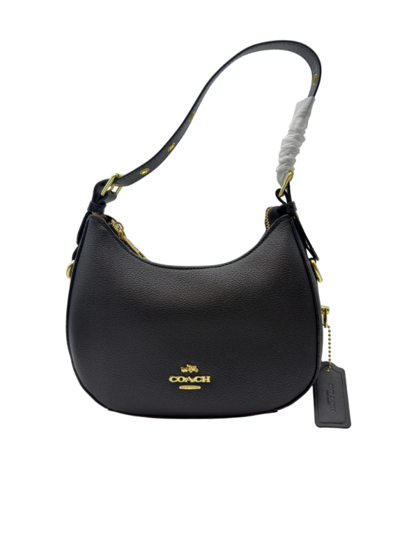 plain leather pochette bag black 1009
