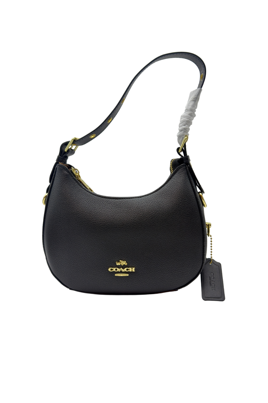 plain leather pochette bag black 1009