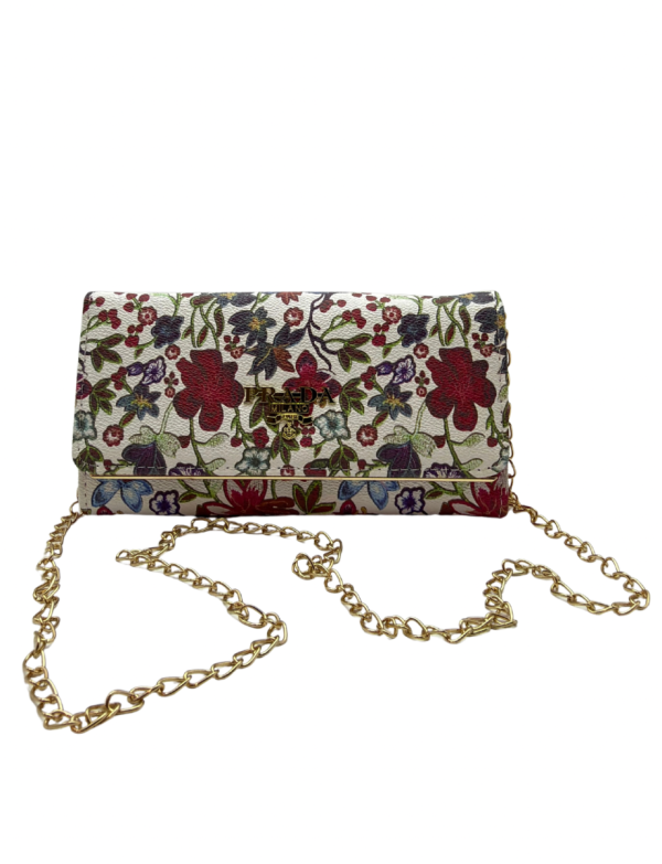 Floral Hot pink wallet with chain 1016