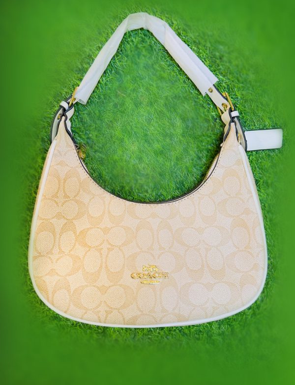 White & Beige Pochette Bag