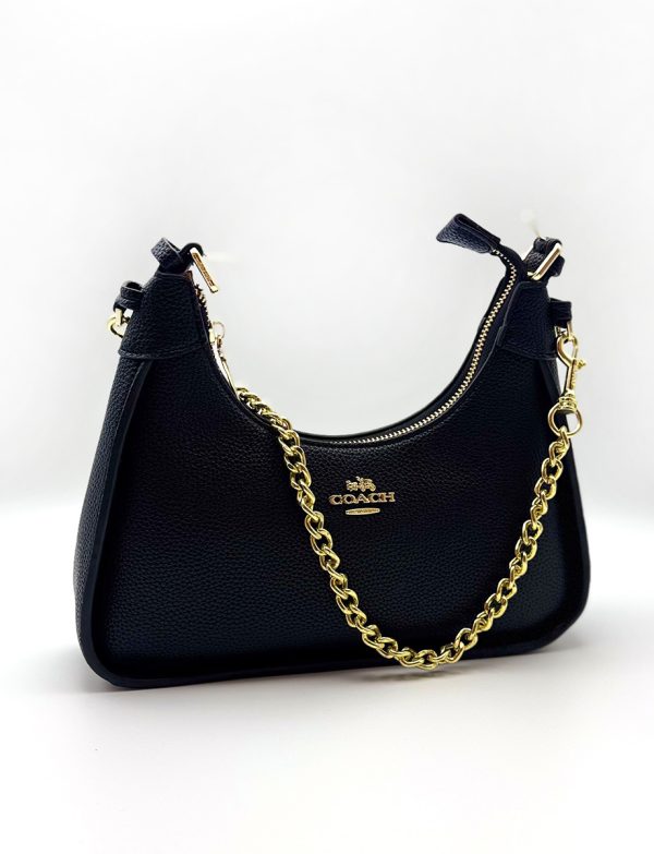 Coach Black Pochette Bag with Gold Chain ZSL33