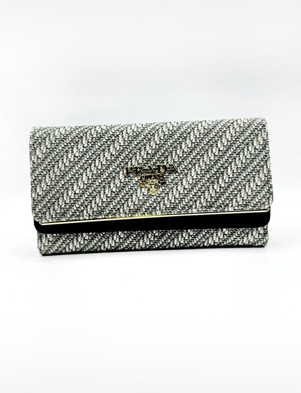 Prada Printed Woven Wallet – Grey ZSL48