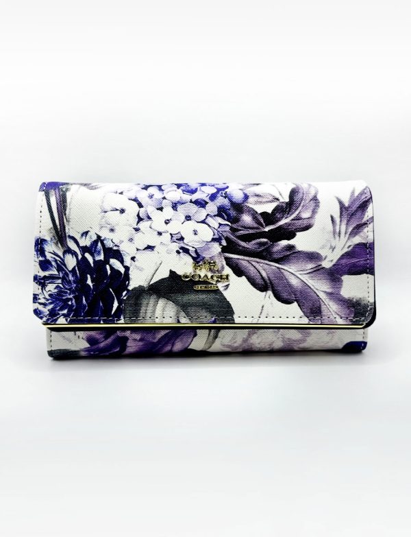 Coach White and Purple Floral Wallet ZSL55