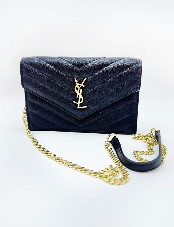 YSL Black Side Bag with Gold Chain ZSL36
