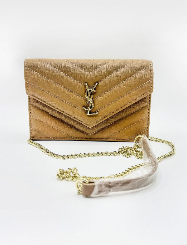 YSL Beige Side Bag with Gold Chain ZSL59