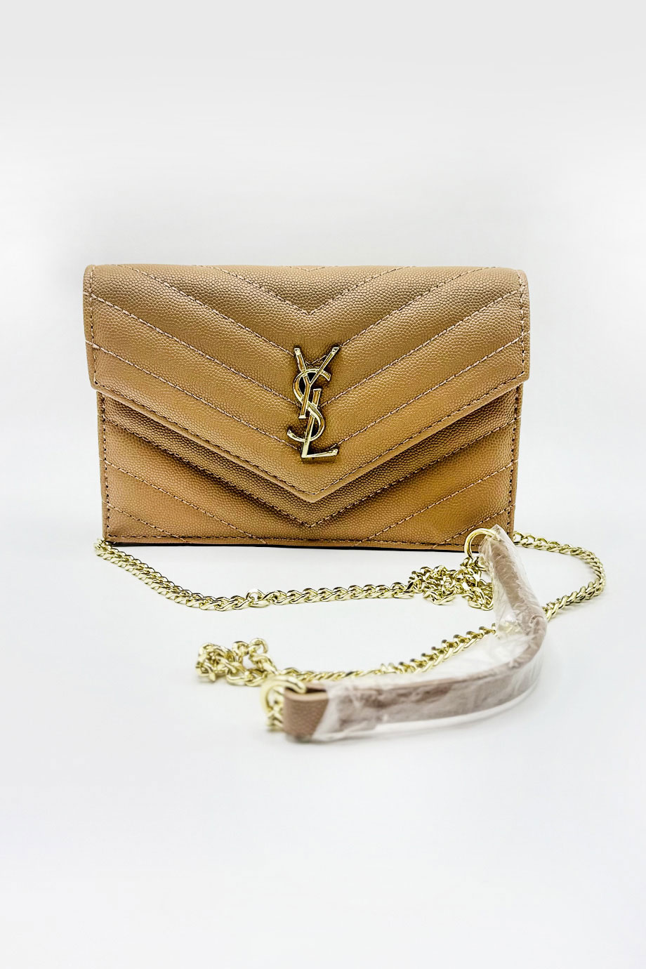 YSL Beige Side Bag with Gold Chain ZSL59