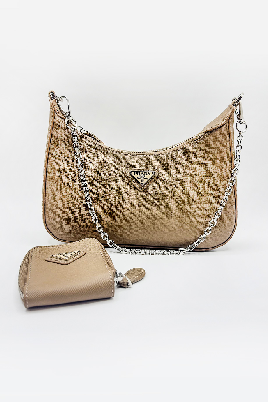 Prada Khaki Pochette Bag with Coin Pouch ZSL60