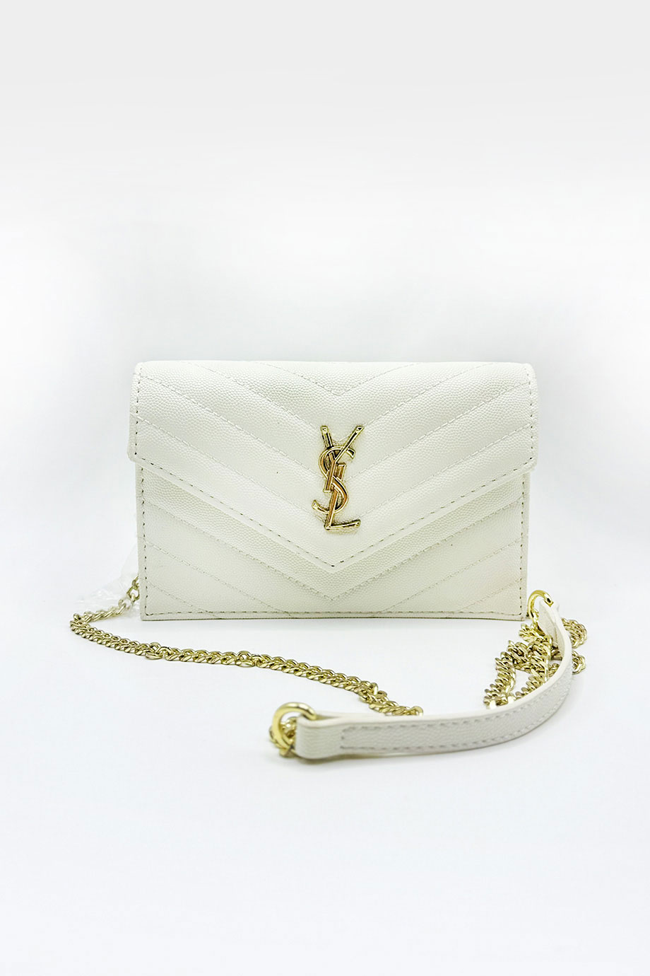 YSL White Side Bag with Gold Chain ZSL63