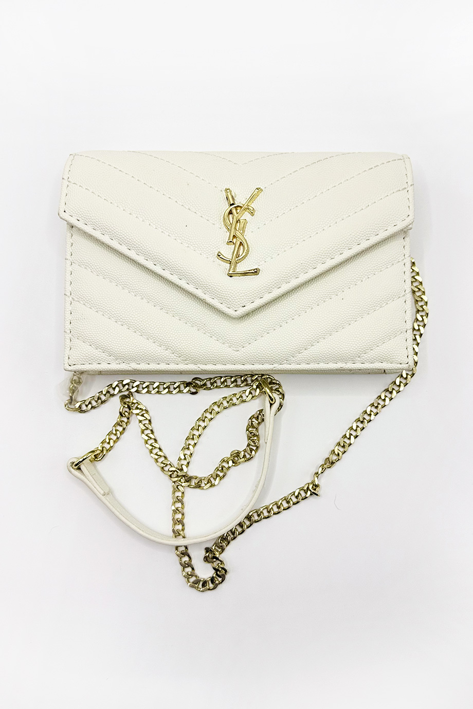 YSL White Side Bag with Gold Chain ZSL63 - Image 3